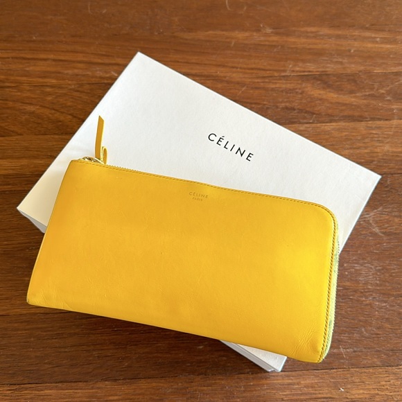 Celine Yellow Leather Long Wallet - Picture 1 of 14